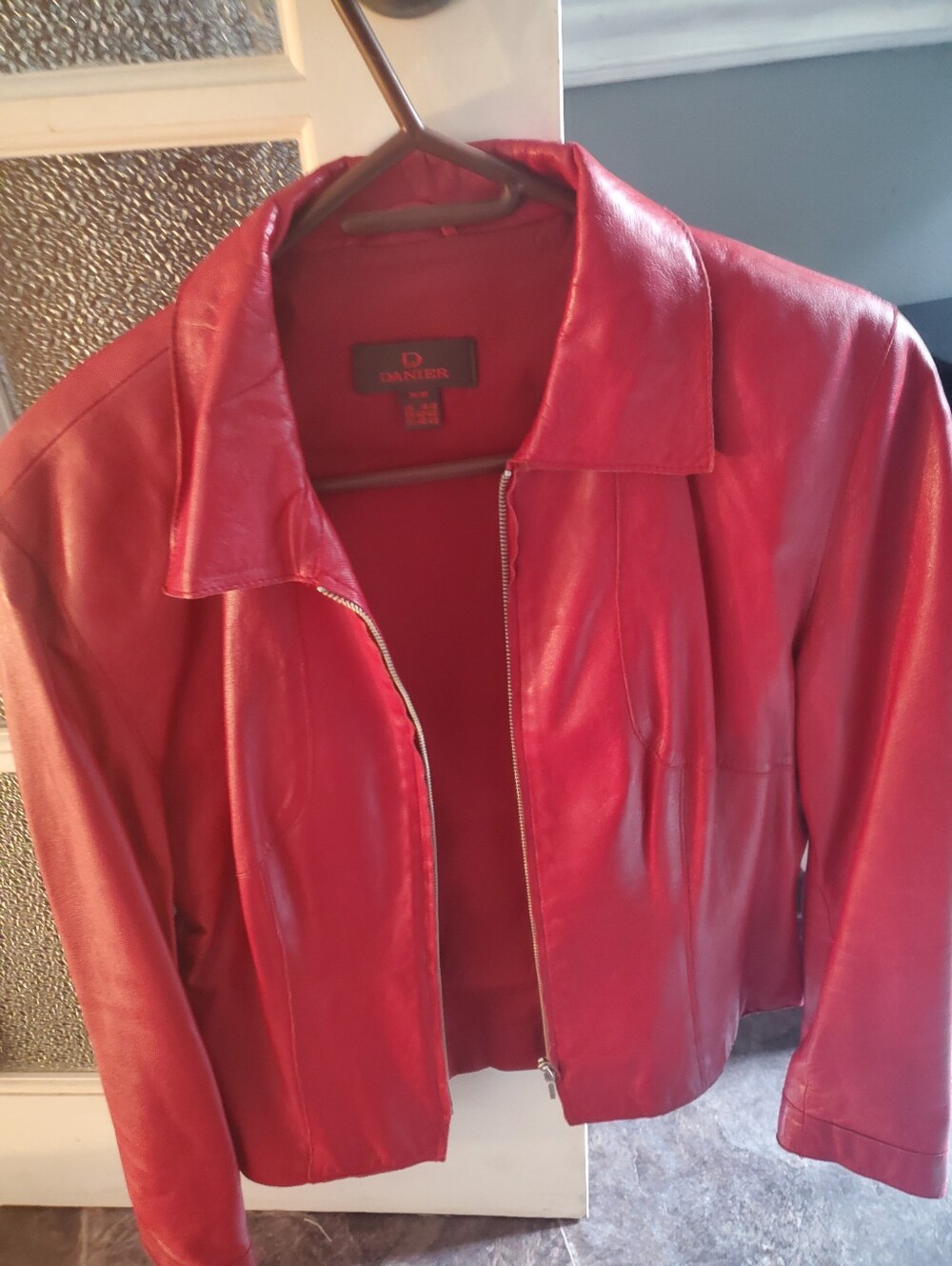 Danier Bold Red Leather Zip Jacket